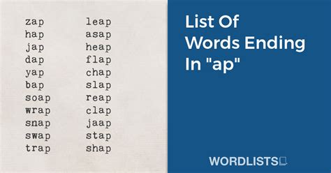 Words That End With AP .
